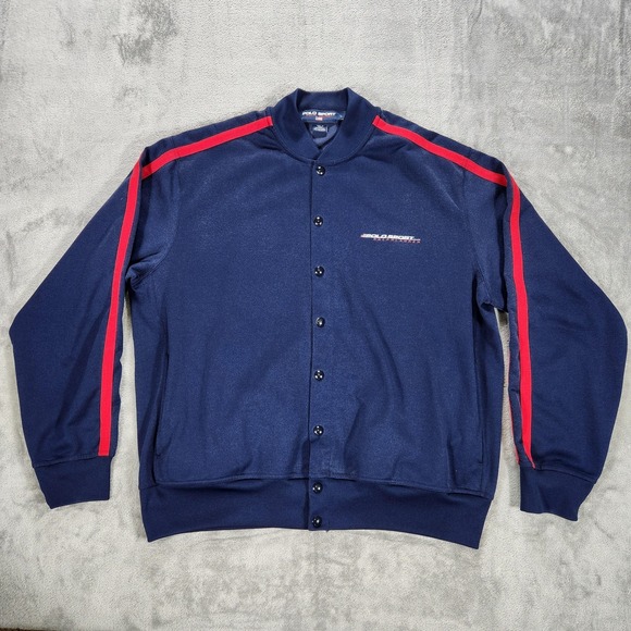 Polo Sport Ralph Lauren Other - Polo Sport Ralph Lauren Track Jacket Mens Large Vintage 90s Blue Snap‎ Front